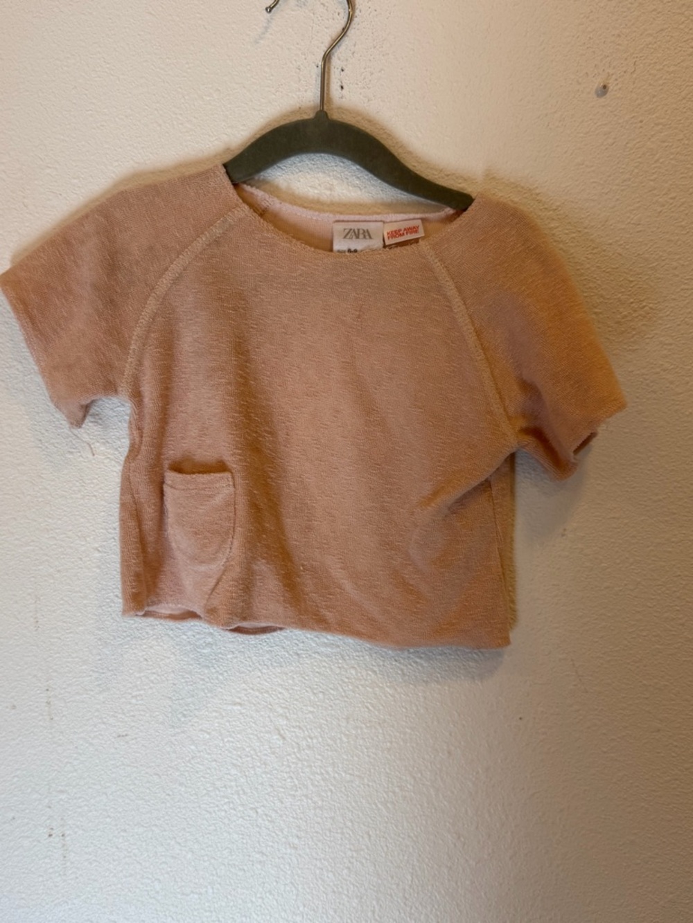 Zara Dusty Rose Short-Sleeve Terry Pocket Top